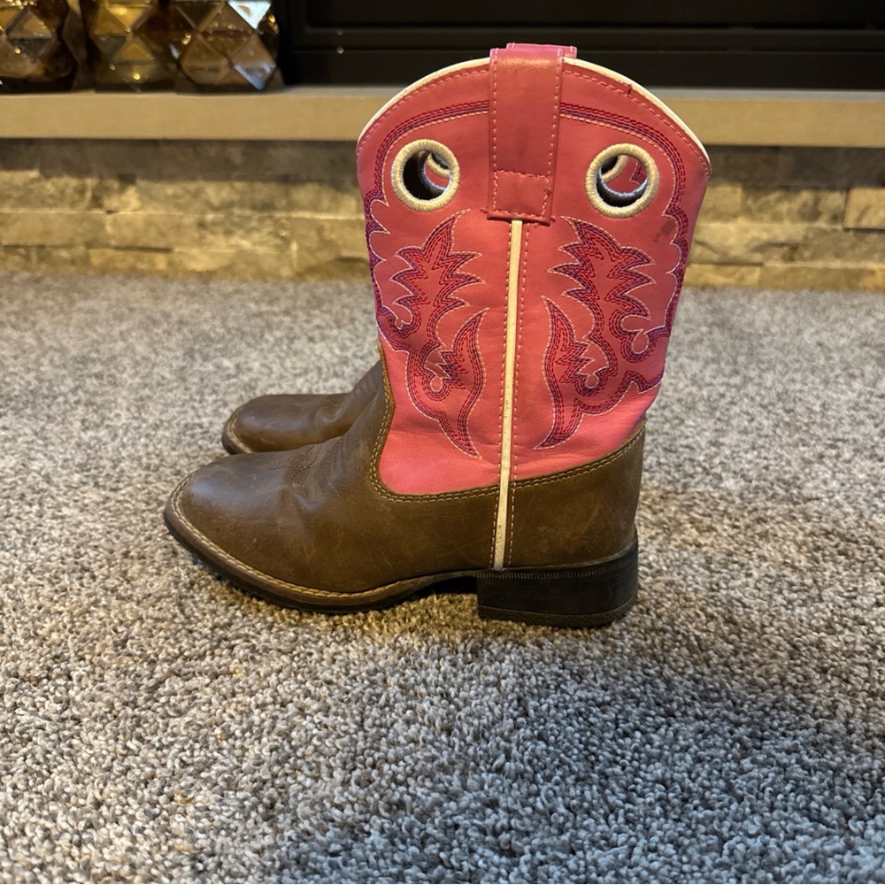 Kids Pink and Brown Cowboy Boots